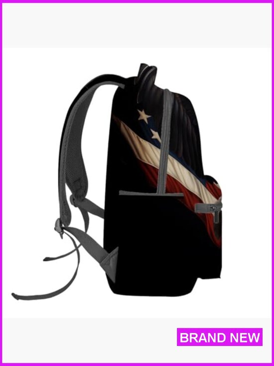 Polyester Daypack Backpack with Eagle Print Lightweight School Travel Casual